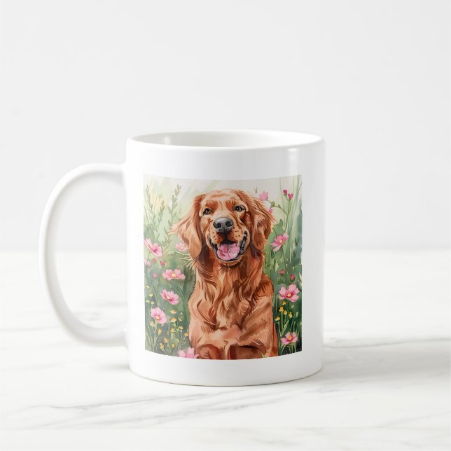 Watercolor Red Setter Dog Coffee Cup Gift (Left)
