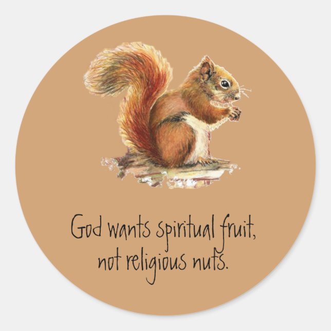 Watercolor Red Squirrel, Funny Quote Classic Round Sticker (Front)