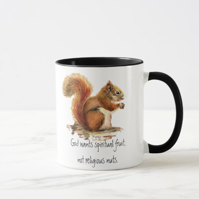 Watercolor Red Squirrel, Funny Quote Mug (Right)