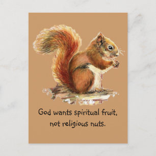 Watercolor Red Squirrel, Funny Quote Postcard