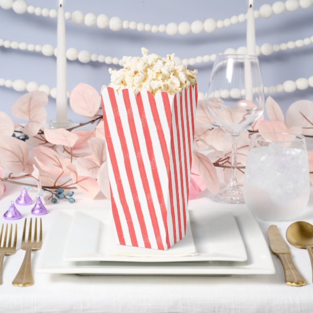 Watercolor Red Stripe popcorn  Favour Box (Wedding)