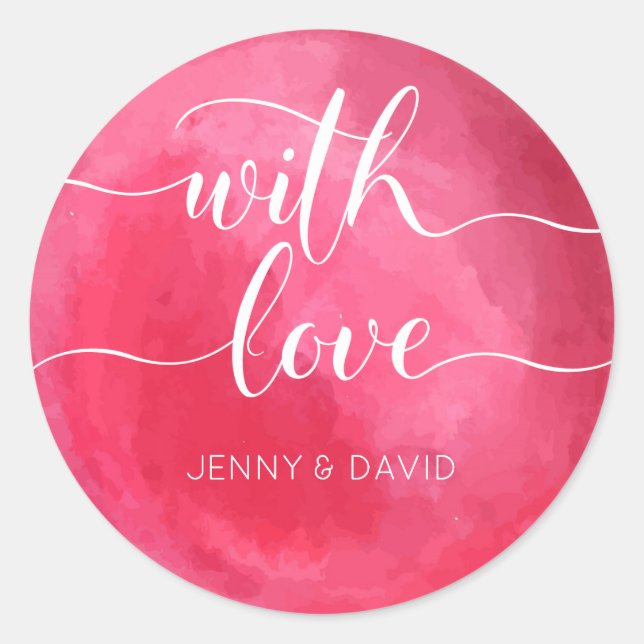 Watercolor Red Typography Wedding Sticker (Front)