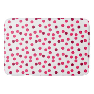Watercolor red watercolor polka dot pattern bath mat
