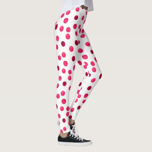 Watercolor  red watercolor polka dot pattern leggings (Right)