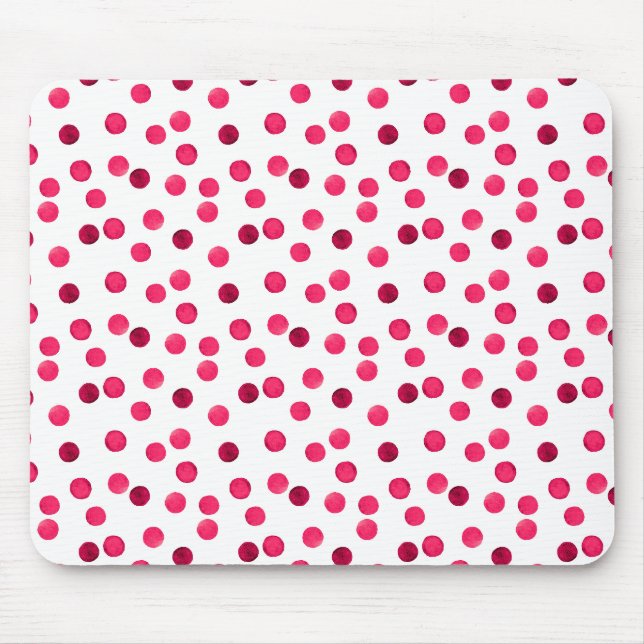 Watercolor  red watercolor polka dot pattern mouse pad (Front)