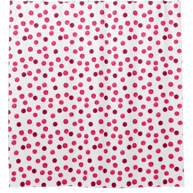 Watercolor  red watercolor polka dot pattern shower curtain (Front)