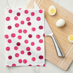 Watercolor  red watercolor polka dot pattern tea towel