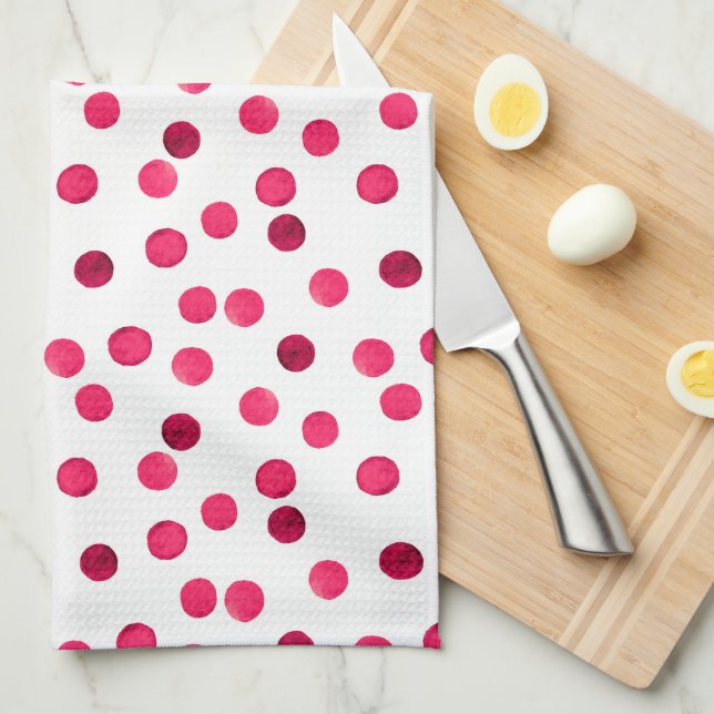 Watercolor  red watercolor polka dot pattern tea towel (Quarter Fold)