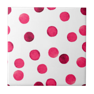 Watercolor red watercolor polka dot pattern tile