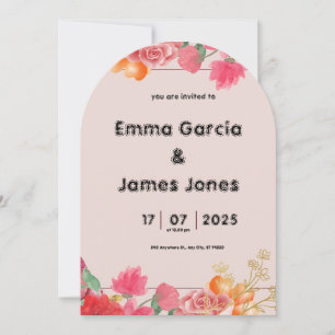 Watercolor Red Wedding Invitation