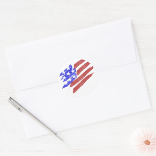 Watercolor Red White Blue American Flag Sticker