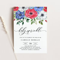 Watercolor Red, White & Blue Anemone Baby Sprinkle
