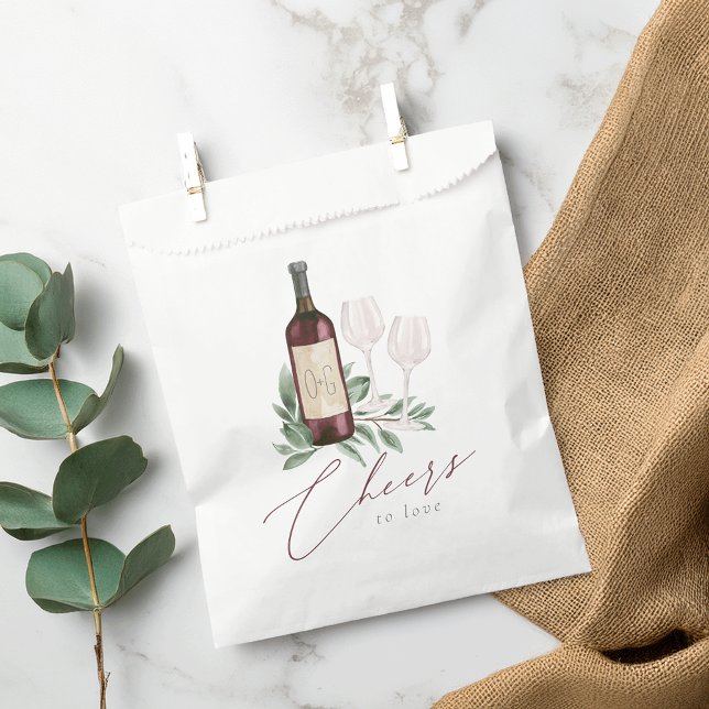 Watercolor Red Wine Botanical Cheers to Love Favour Bags (Creator Uploaded)