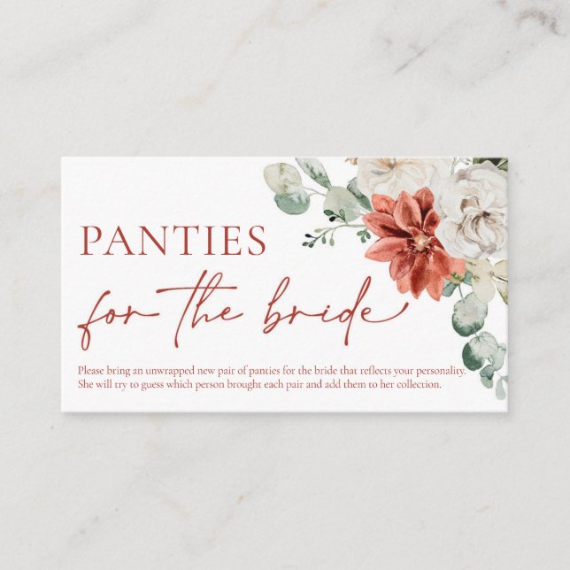 Watercolor Red Winter Christmas Panty Raffle Game Business Card (Front)