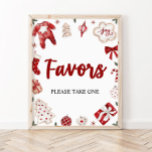 Watercolor Red Winter Cute Christmas Favours Sign<br><div class="desc">Watercolor Red Winter Cute Christmas Favours Sign</div>