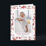 Watercolor Red Winterberries Photo Merry Christmas Holiday Card<br><div class="desc">Merry Christmas! Send warm holiday greetings to your family and friends with this customisable Christmas card. It features a watercolour pattern of red winterberries. Personalise this photo Christmas card by adding your details. This penguin Christmas card is available in a variety of cardstock.</div>