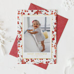 Watercolor Red Winterberry Christmas Photo Foil Holiday Card<br><div class="desc">Merry Christmas! Share warm holiday greetings with your family and friends using this customisable Christmas card. It features a watercolour botanical pattern of red winterberries. You can personalise this gold foil Christmas card by adding your details. This photo Christmas card is available in a variety of card stocks. Matching items...</div>