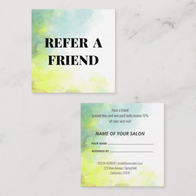 Watercolor Refer-a-Friend Cards  (Front/Back)