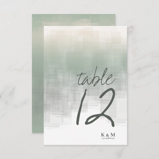 Watercolor Reflections Table Number Sage ID774 (Front/Back)