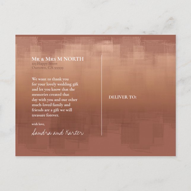 Watercolor Reflections Thank You Clay ID774 Postcard (Back)