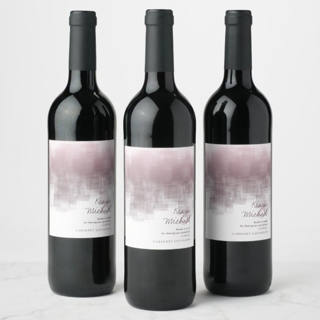 Watercolor Reflections Thank You Mauve ID774 Wine Label (Bottles)