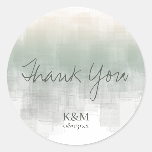 Watercolor Reflections Thank You Sage ID774 Classic Round Sticker (Front)