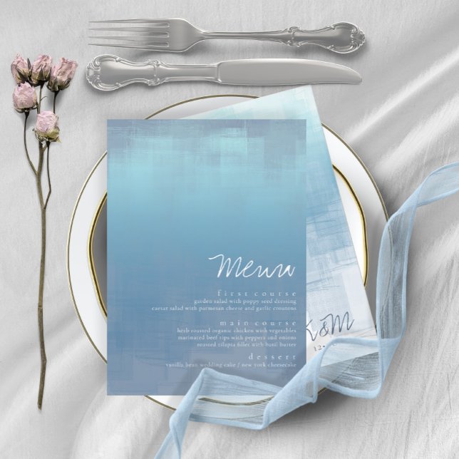 Watercolor Reflections Wedding Dusty Blue ID774 Menu (Creator Uploaded)