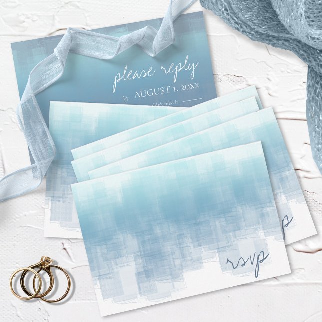 Watercolor Reflections Wedding Dusty Blue ID774 RSVP Card (Creator Uploaded)