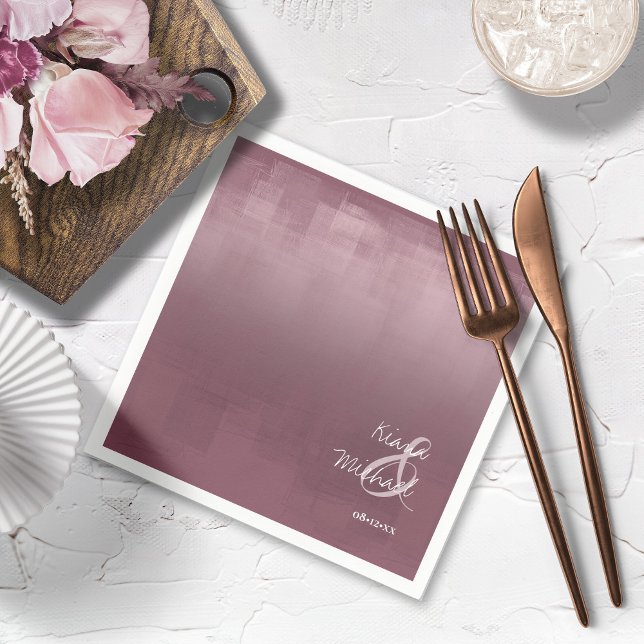 Watercolor Reflections Wedding Mauve ID774 Napkin (Creator Uploaded)