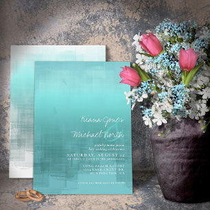Watercolor Reflections Wedding Teal ID774 Invitation