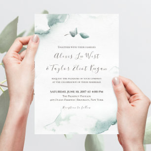 Watercolor Refreshing Eucalyptus Wedding Invitation