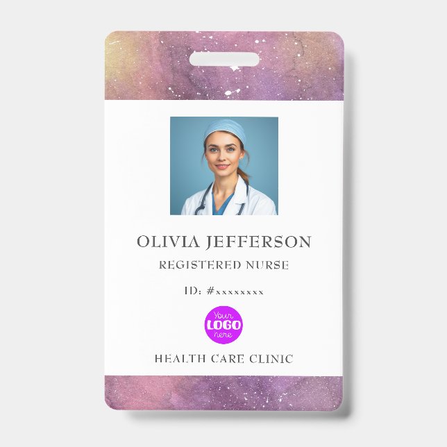 Watercolor Registered Nurse Logo ID Badge (Front)