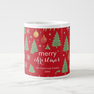 Watercolor Reindeer & Christmas Tree -  Large Coffee Mug