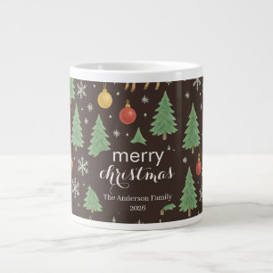 Watercolor Reindeer & Christmas Tree -  Large Coffee Mug