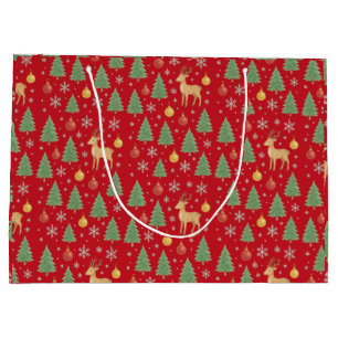 Watercolor Reindeer & Christmas Tree -  Large Gift Bag