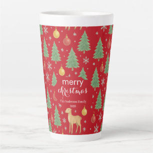 Watercolor Reindeer & Christmas Tree -  Latte Mug