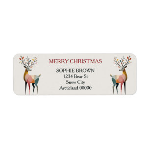 Watercolor Reindeer Hygge Xmas Return Address