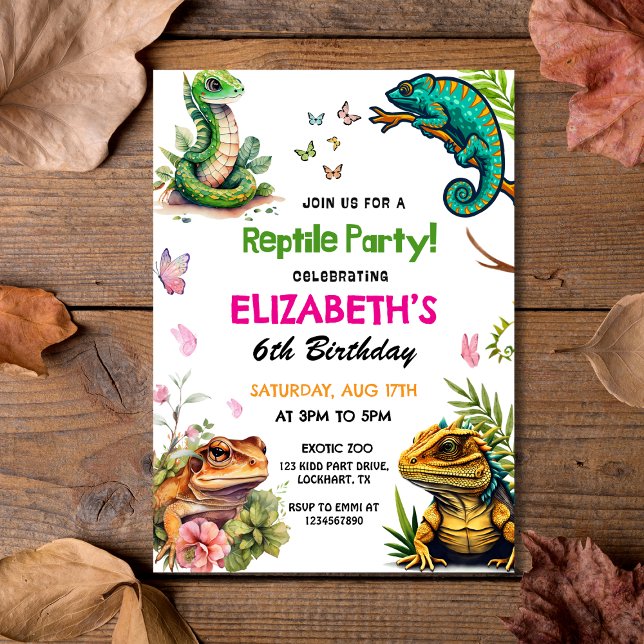 Watercolor Reptile & Amphibian Party Birthday Invitation (Watercolor Reptile & Amphibian Party Birthday Invitation
)