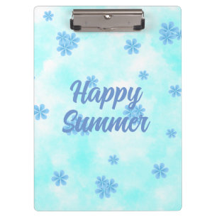 watercolor retro blue floral pattern personalised  clipboard