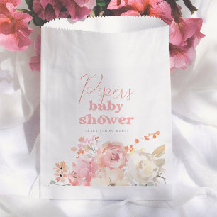 Watercolor Retro Floral Girl Baby Shower Thank You Favour Bags