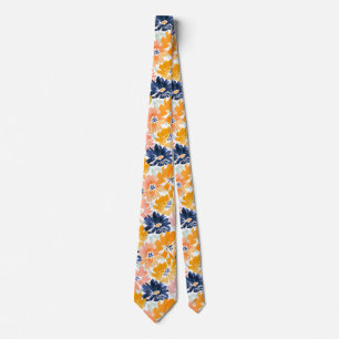 Watercolor Retro Floral Pattern Tie