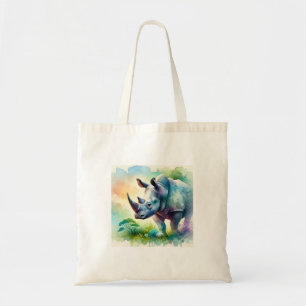 Watercolor Rhinoceros 050824AREF135 - Watercolor Tote Bag