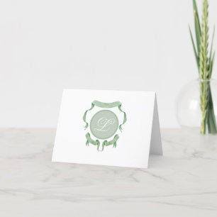 Watercolor Ribbon Logo Crest Monogram   Thank You Card