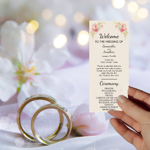 Watercolor Ring of Flowers on Beige Program Card