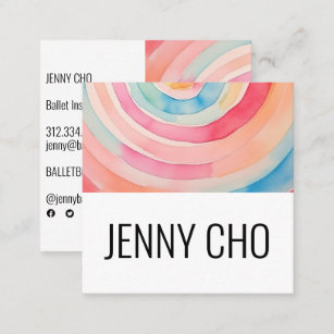 Watercolor Rings Abstract Minimalist Social Media Square Business Card