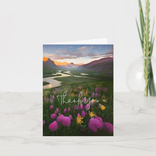 Watercolor river and flowers customisable card