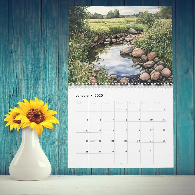 Watercolor River Stream Creek Landscapes Calendar (Creator Uploaded)