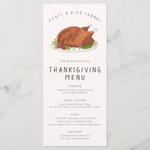 Watercolor Roasted Turkey Menu