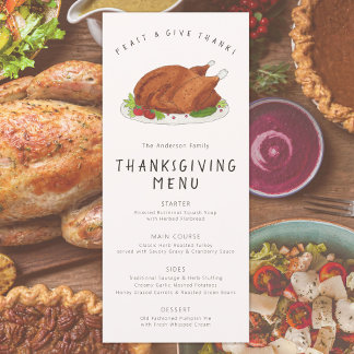 Watercolor Roasted Turkey Menu