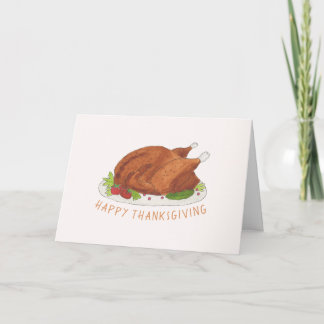 Watercolor Roasted Turkey Thanksgiving Card